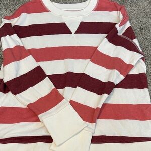 Time and Tru Pink and White Knit Top